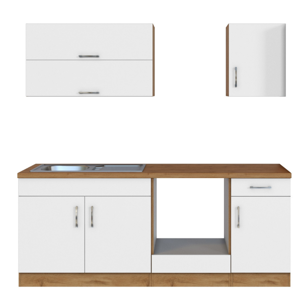 Kitchenette Sorrella 210cm avec espace pour four - blanc/chêne - Image 11