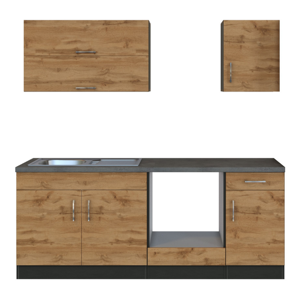 Kitchenette Sorrella 210cm avec espace pour four - chêne/graphite - Image 11
