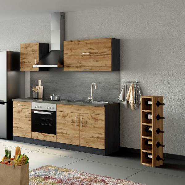 Kitchenette Sorrella 210cm avec espace pour four - chêne/graphite - Image 4