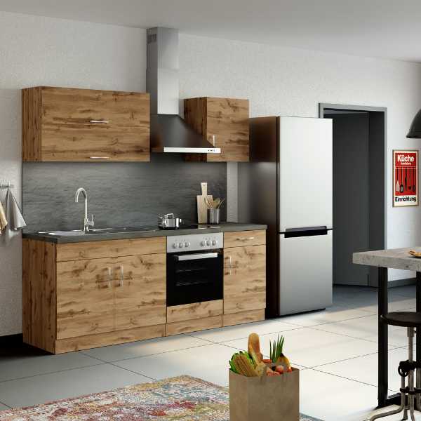 Kitchenette Sorrella 210cm avec espace pour four - chêne