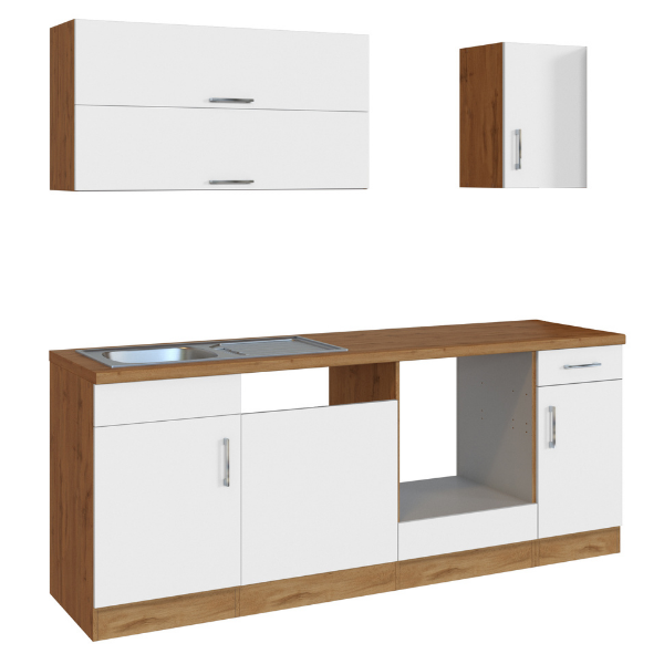 Kitchenette Sorrella 210cm avec espace pour lave-vaisselle et four - blanc/chêne - Image 12