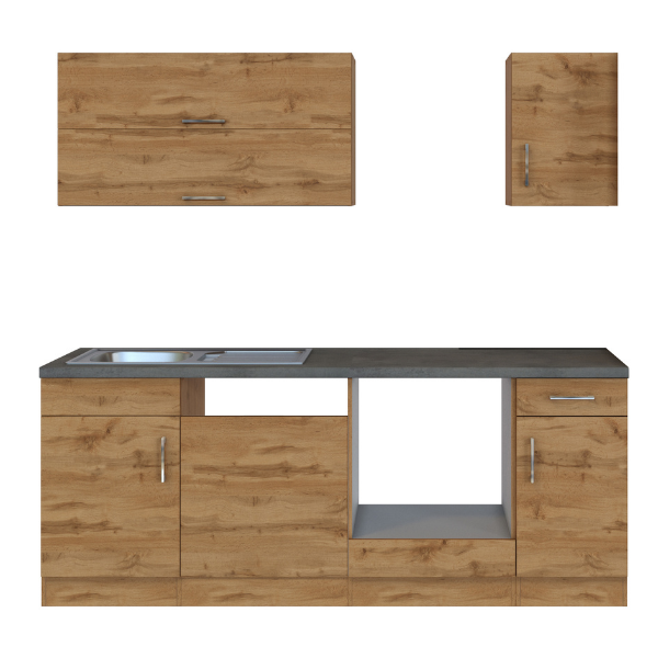 Kitchenette Sorrella 210cm avec espace pour lave-vaisselle et four - chêne - Image 12