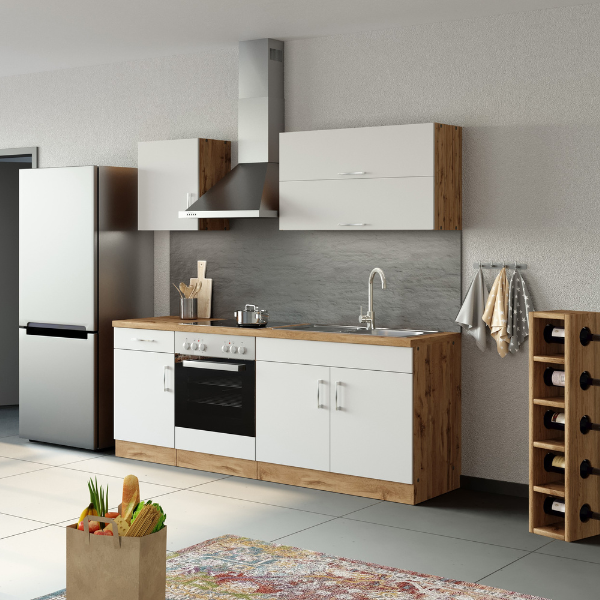 Kitchenette Sorrella 210cm avec four - blanc/chêne - Image 2