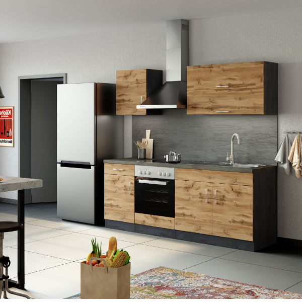 Kitchenette Sorrella 210cm avec four - chêne/graphite - Image 2