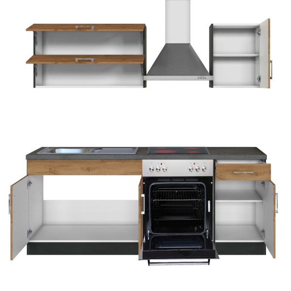 Kitchenette Sorrella 210cm avec four - chêne/graphite - Image 11