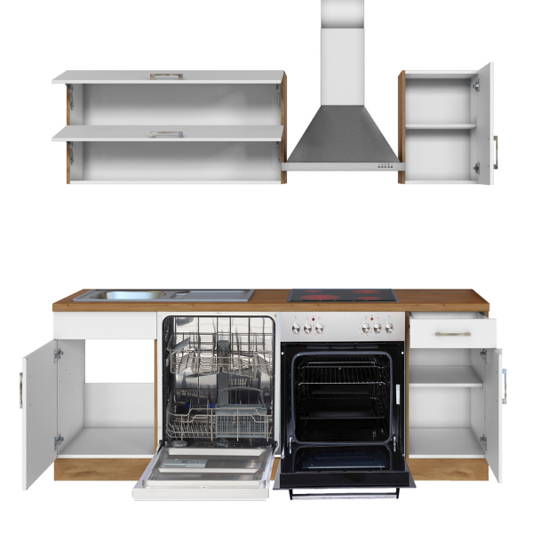 Kitchenette Sorrella 210cm avec lave-vaisselle et four - blanc/chêne - Image 11