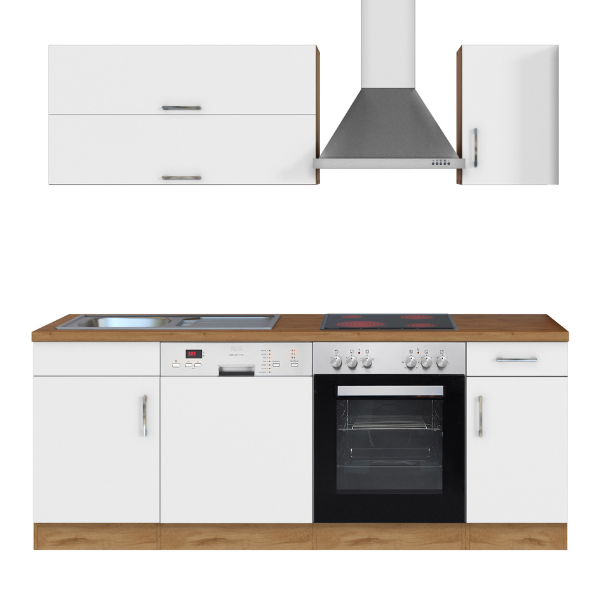Kitchenette Sorrella 210cm avec lave-vaisselle et four - blanc/chêne - Image 12