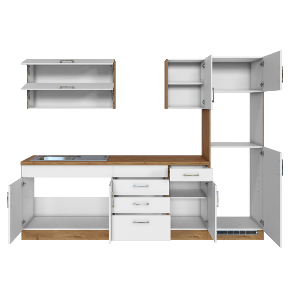 Kitchenette Sorrella 270cm avec espace pour four et réfrigérateur - blanc/chêne - Image 12