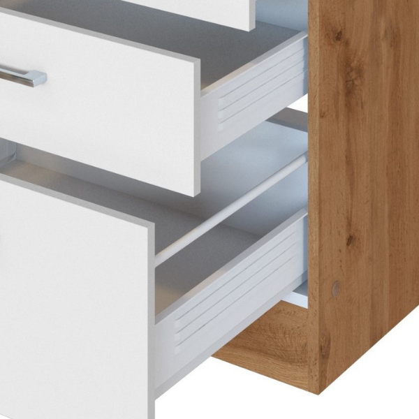 Kitchenette Sorrella 270cm avec espace pour four et réfrigérateur - blanc/chêne - Image 7