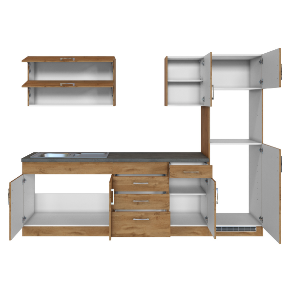 Kitchenette Sorrella 270cm avec espace pour four et réfrigérateur - chêne - Image 12