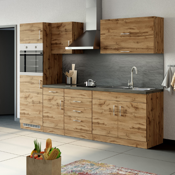 Kitchenette Sorrella 270cm avec espace pour four et réfrigérateur - chêne - Image 4