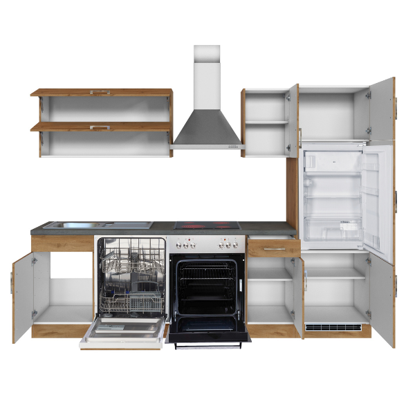 Kitchenette Sorrella 270cm avec four, lave-vaisselle et réfrigérateur - chêne - Image 11