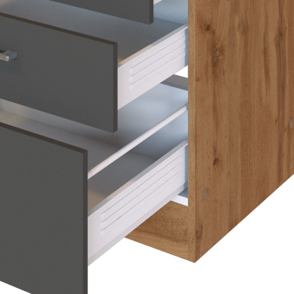 Kitchenette Sorrella 270cm avec lave-vaisselle, four et réfrigérateur - anthracite/chêne - Image 7