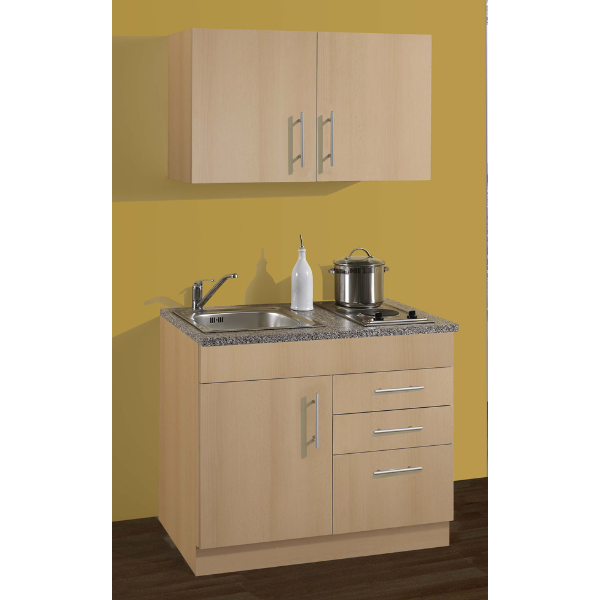 Kitchenette Toto 100cm avec plaque de cuisson - hêtre/marbre - Image 2