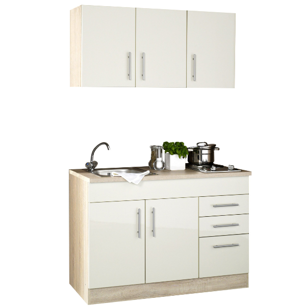 Kitchenette Toto 120cm avec plaque de cuisson - crème brillant - Image 2