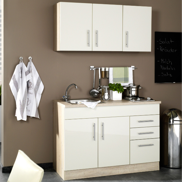 Kitchenette Toto 120cm avec plaque de cuisson - crème brillant