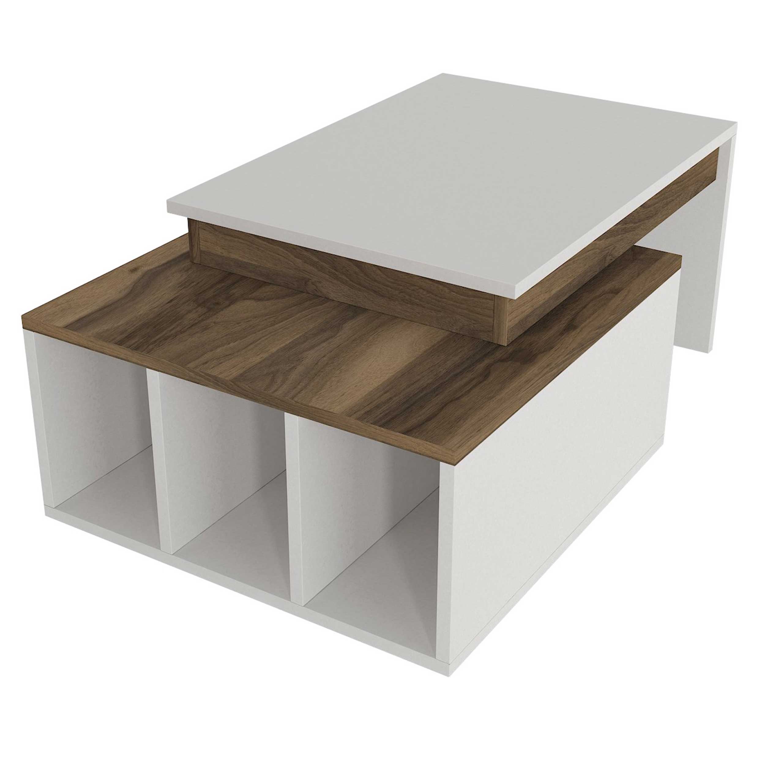 Kolarado Table basse | 100 % MÉLAMINE | Blanc, Noyer - Image 4