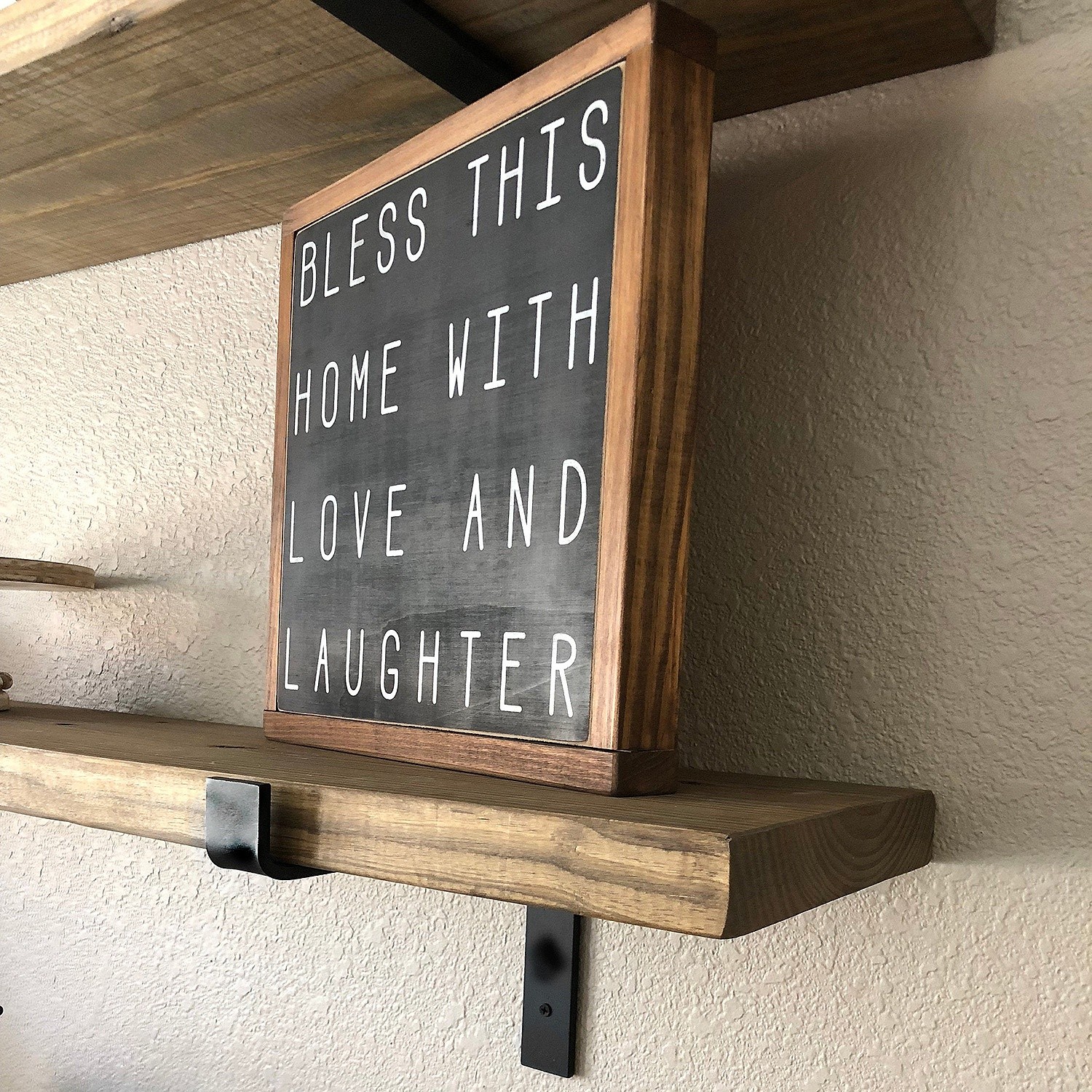 Lam006 Étagère murale décorative en bois | 100 % bois d'épicéa | Noir, noyer - Image 5