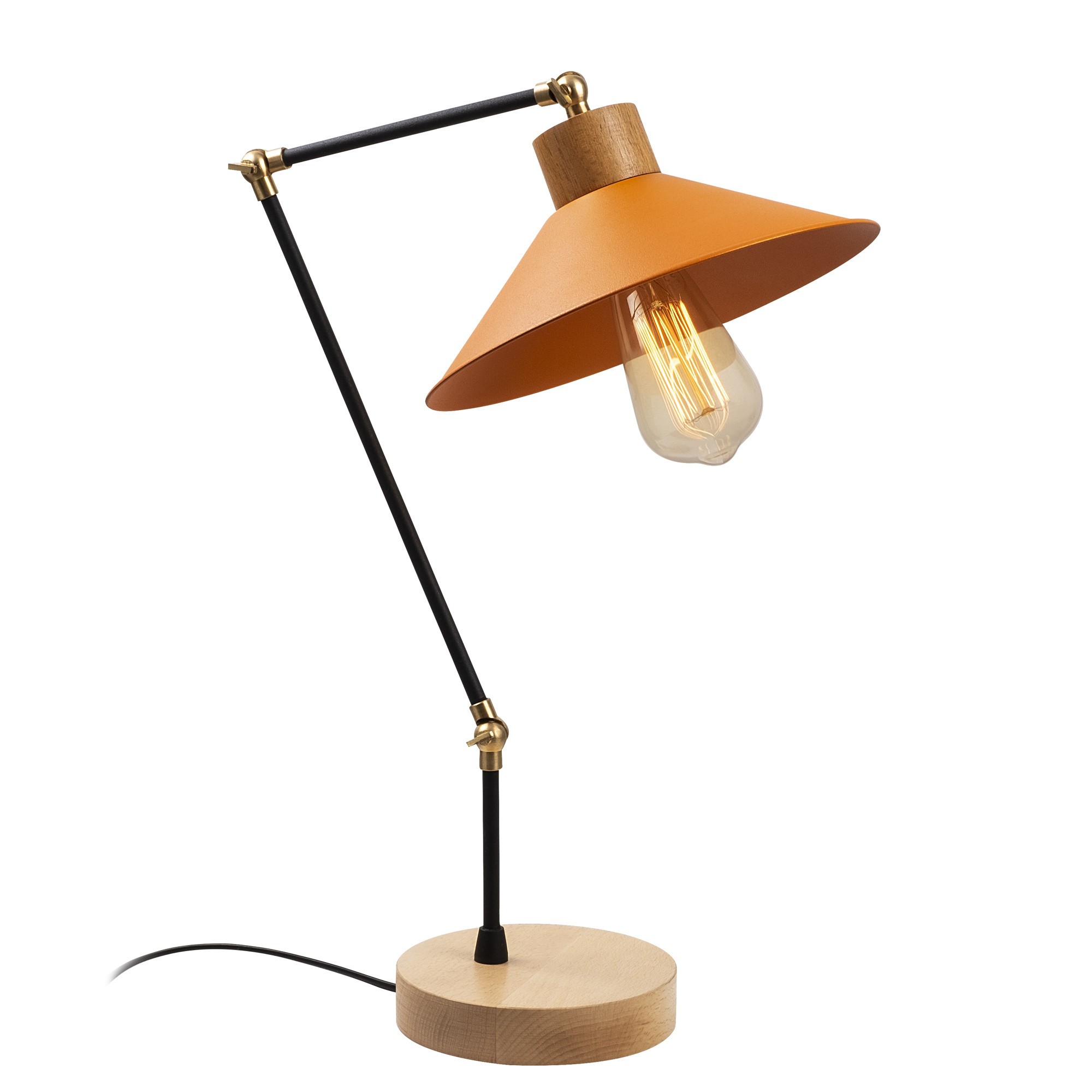 Lampe de table élégante et contemporaine | Corps en métal | Orange | 24cm de diamètre | 52cm de hauteur - Image 3