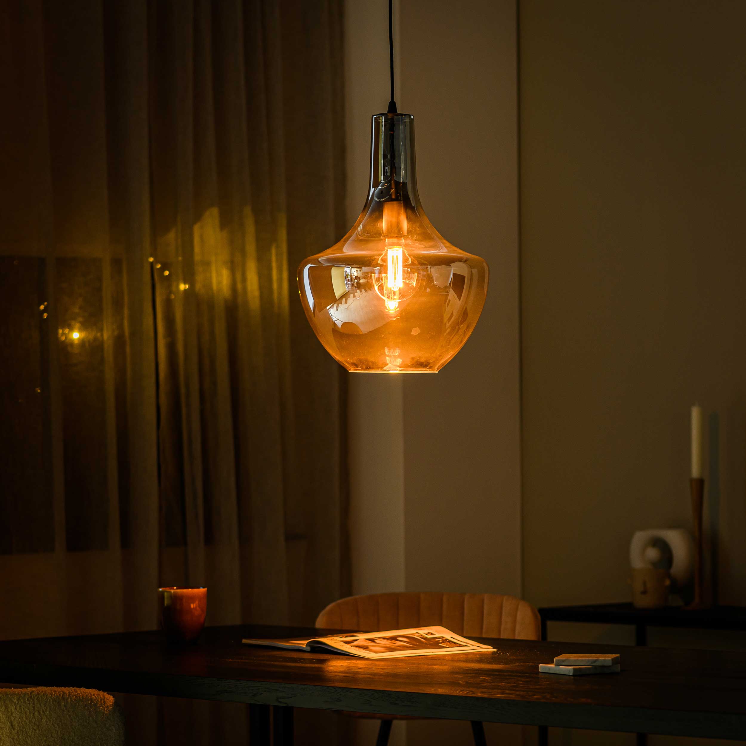 Lampe suspendue Fumé 37cm - verre fumé - Image 3