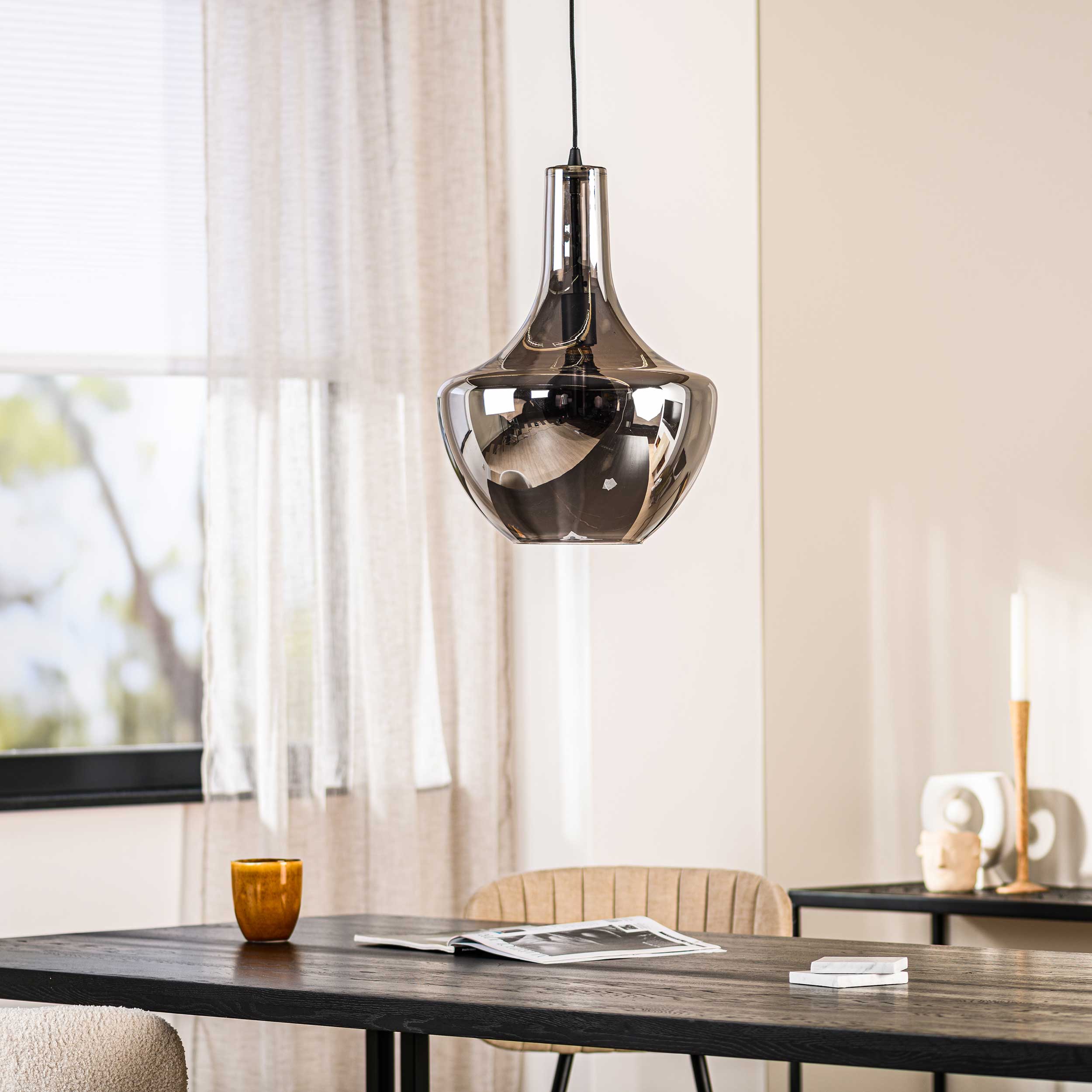 Lampe suspendue Fumé 37cm - verre fumé - Image 6