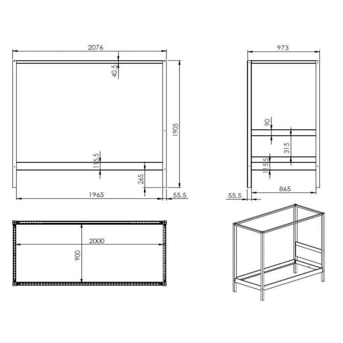 Lit à baldaquin Charlotte 90x200 avec voile Amori - blanc - Image 2