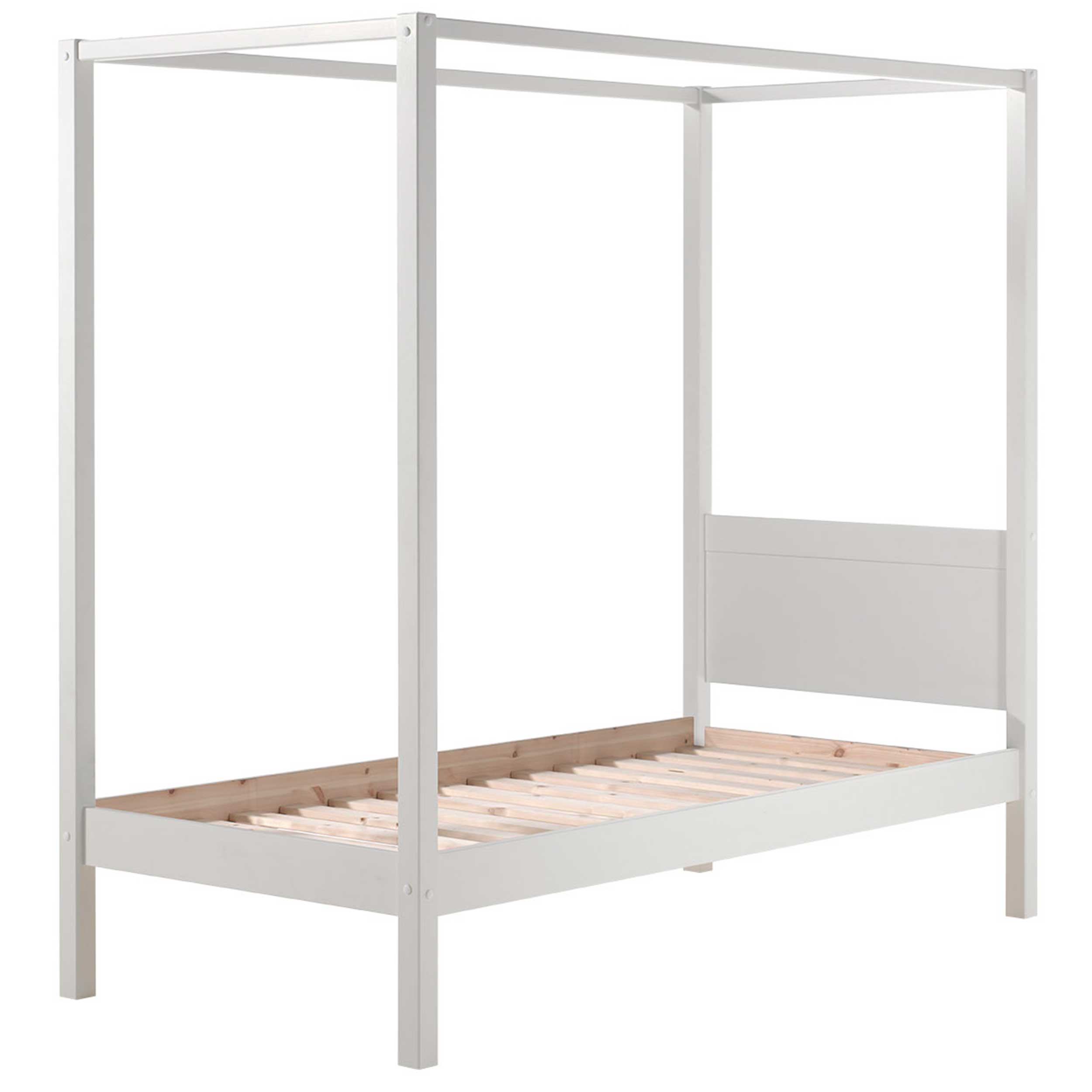 Lit à baldaquin Charlotte 90x200 avec voile Amori - blanc - Image 3