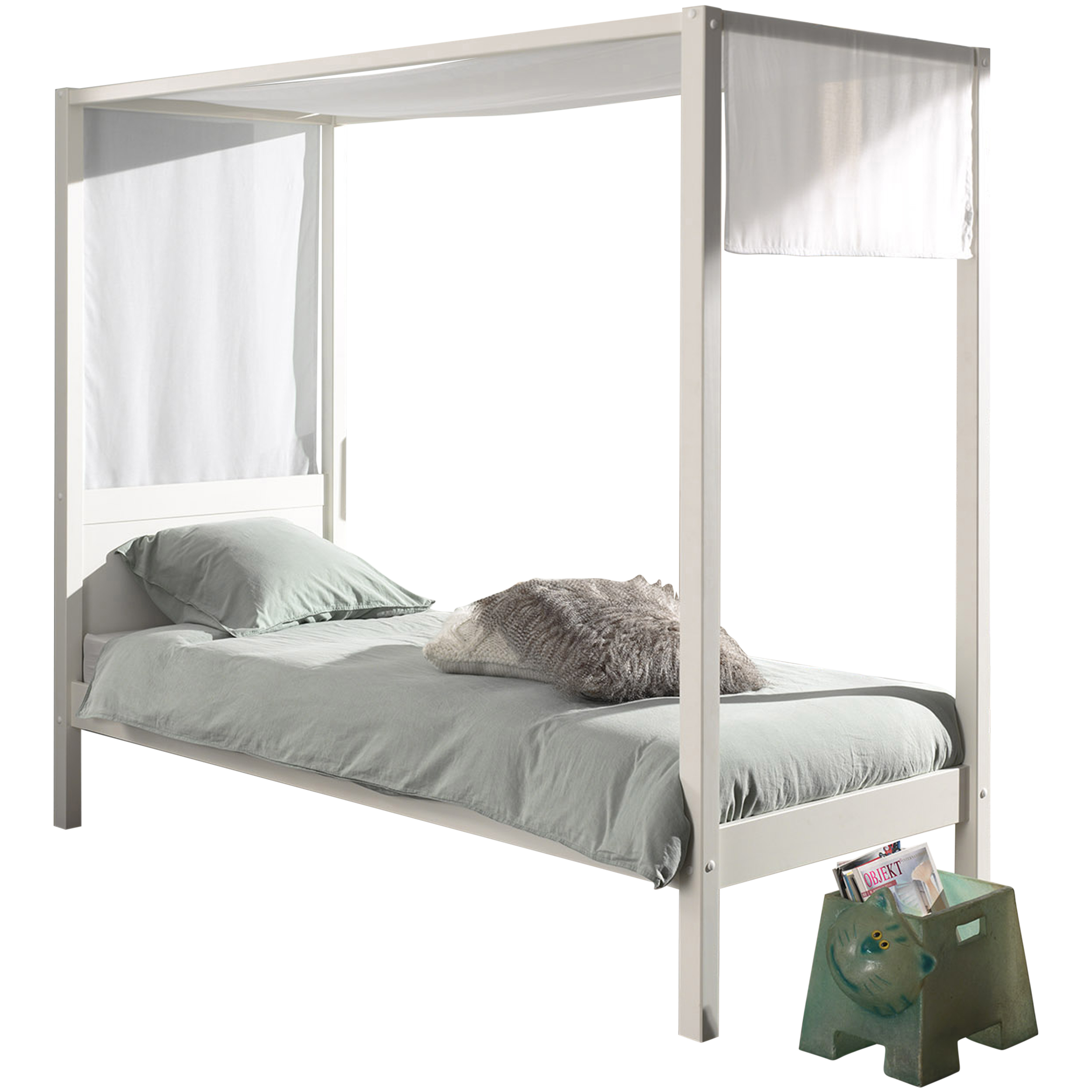 Lit à baldaquin Charlotte 90x200 avec voile - blanc - Image 5