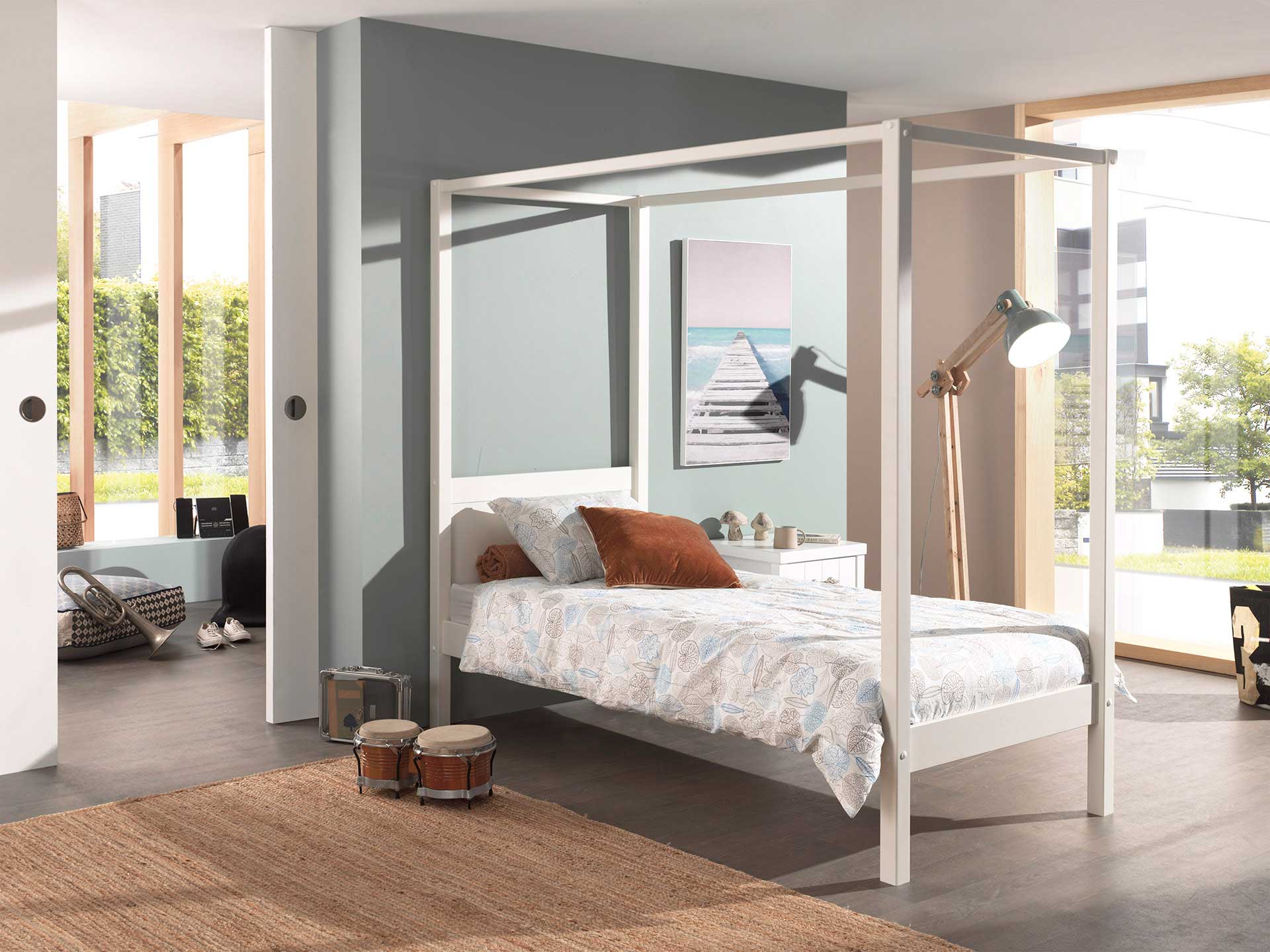 Lit à baldaquin Charlotte 90x200 - blanc - Image 3