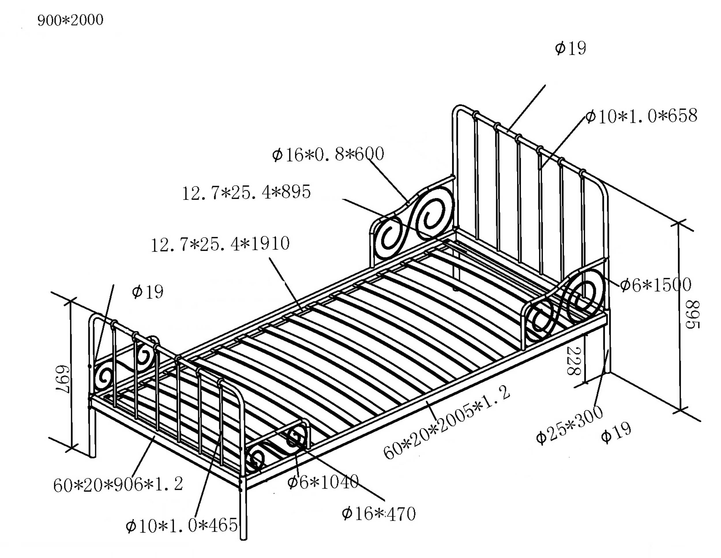 Lit Alice en métal 90x200 - blanc - Image 2
