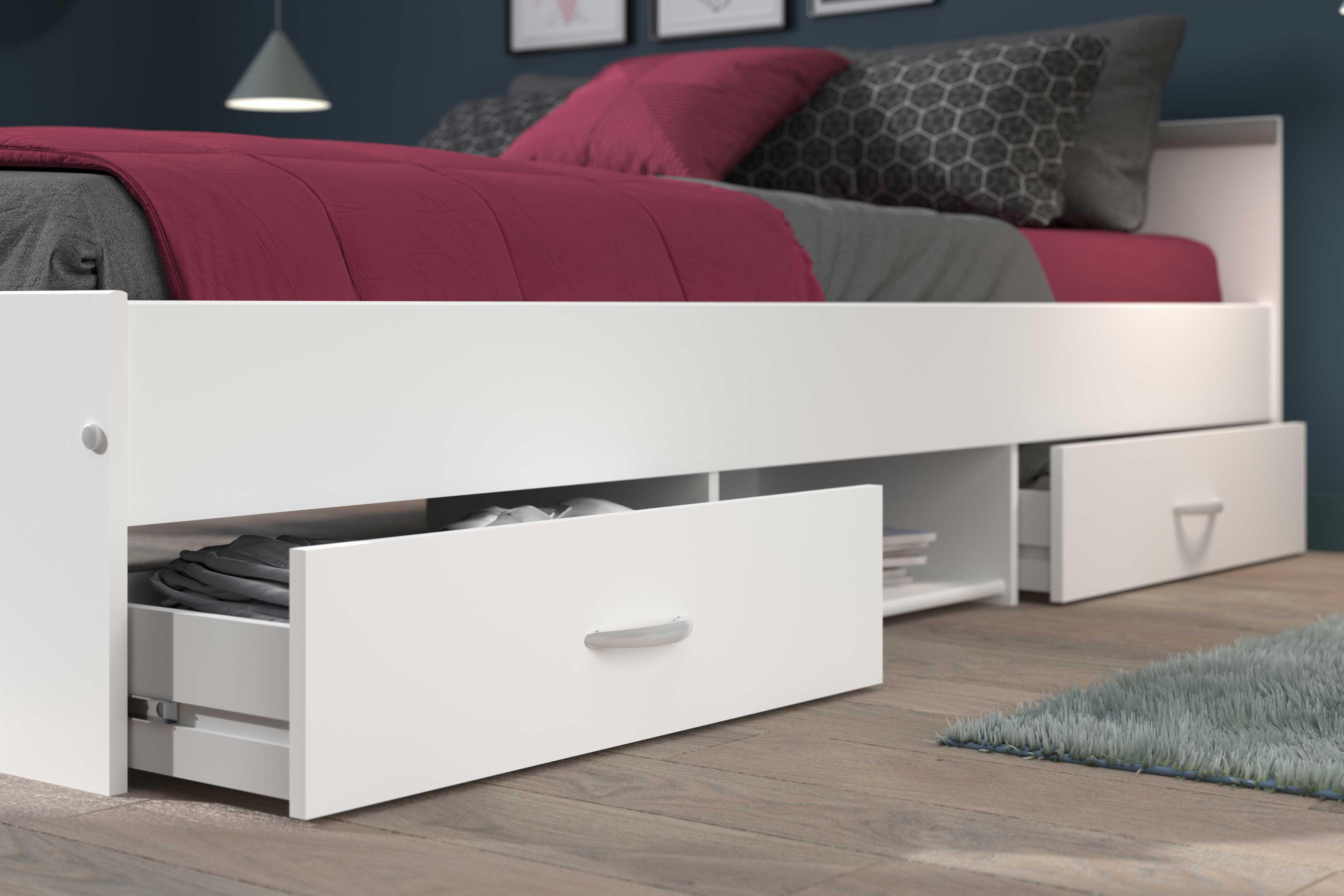 Lit Alma 140x200cm avec 2 tiroirs - blanc - Image 12
