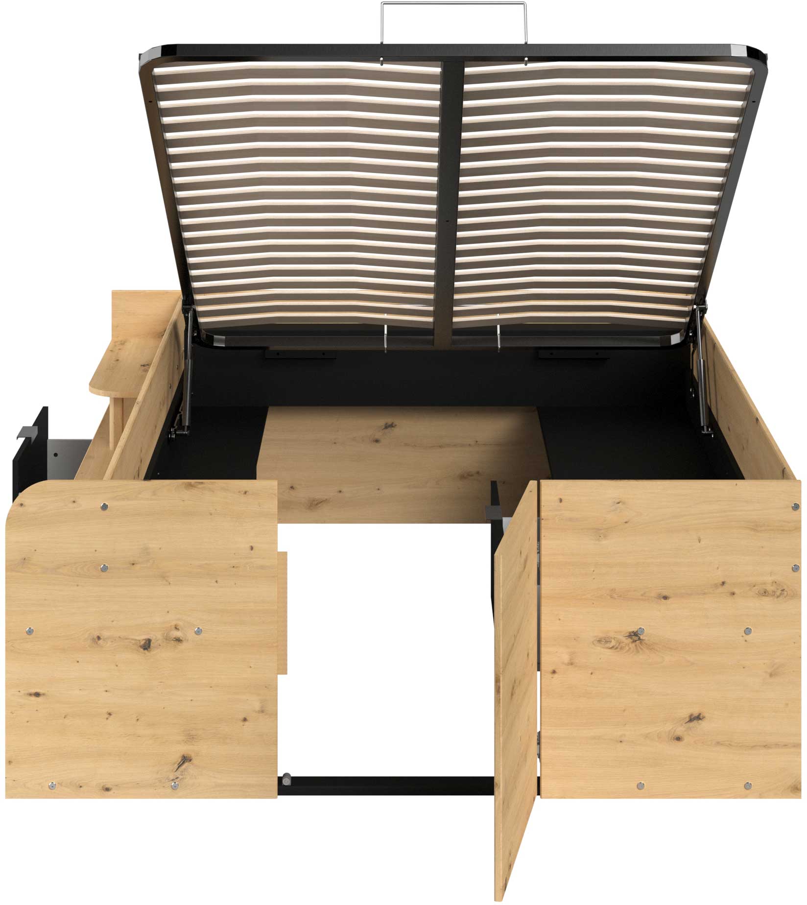 Lit avec espace de rangement Taravel 140x200 - chêne artisan - Image 3