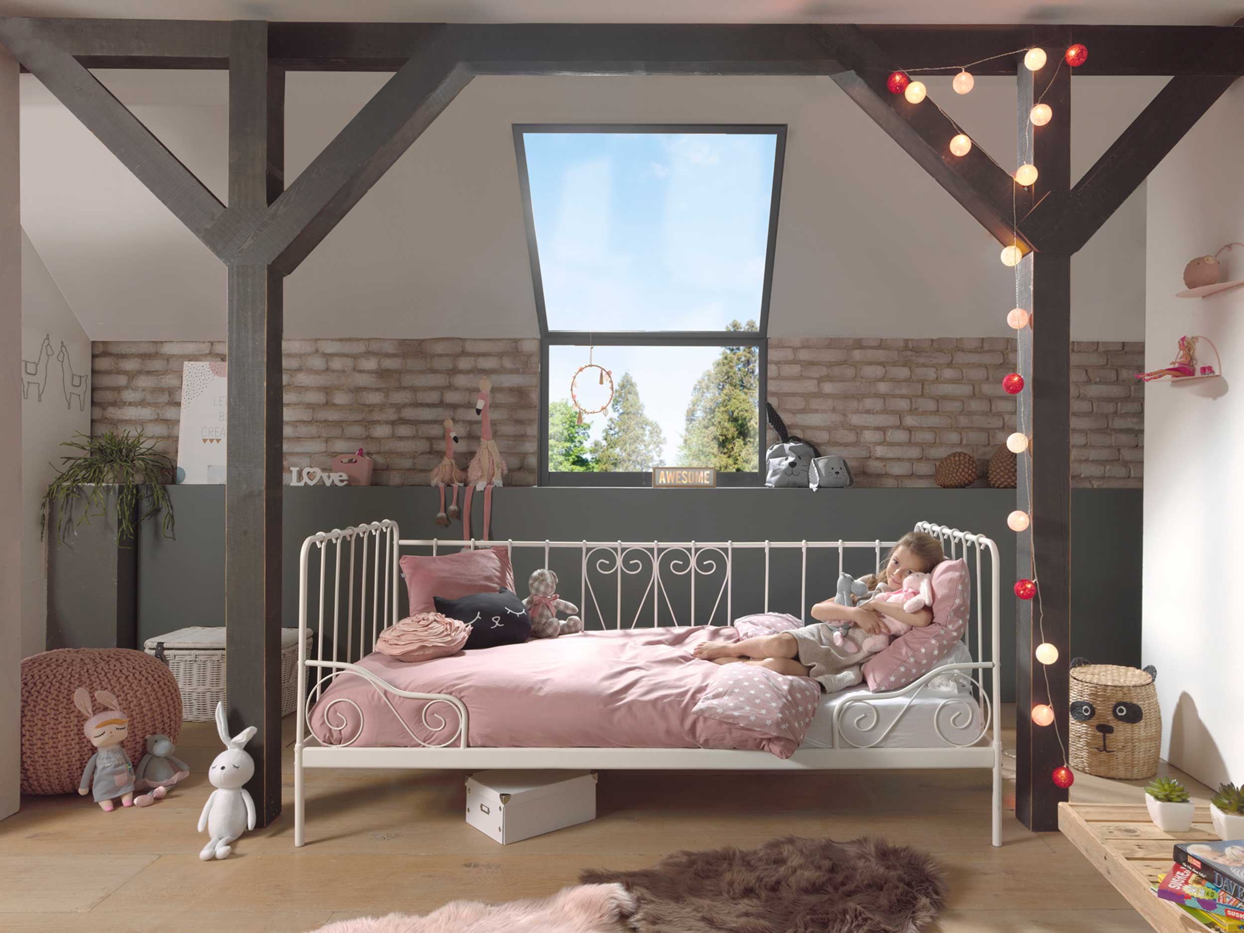 Lit banquette Alice 90x200 cm métal - blanc - Image 3