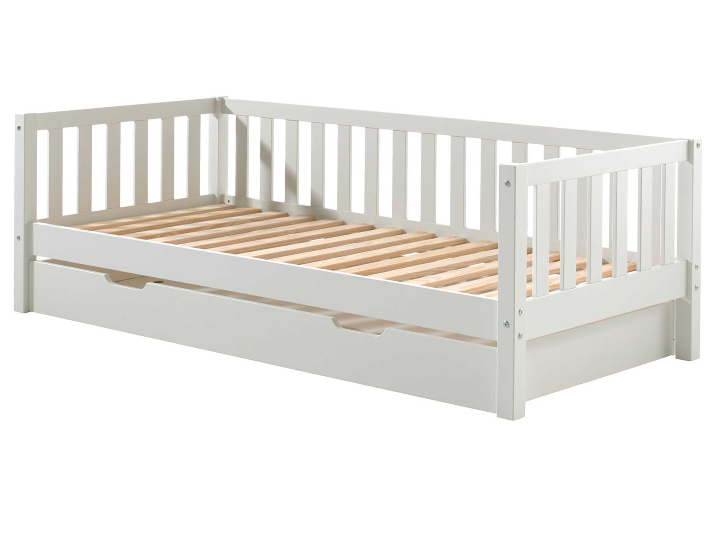 Lit banquette Friedrich 90x200 avec tiroir de lit bois pin - blanc - Image 11