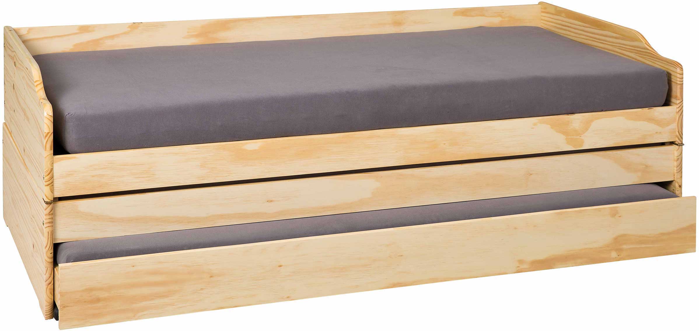 Lit banquette gigogne Lothar 90x200cm 3 couchages - bois de pin - Image 10