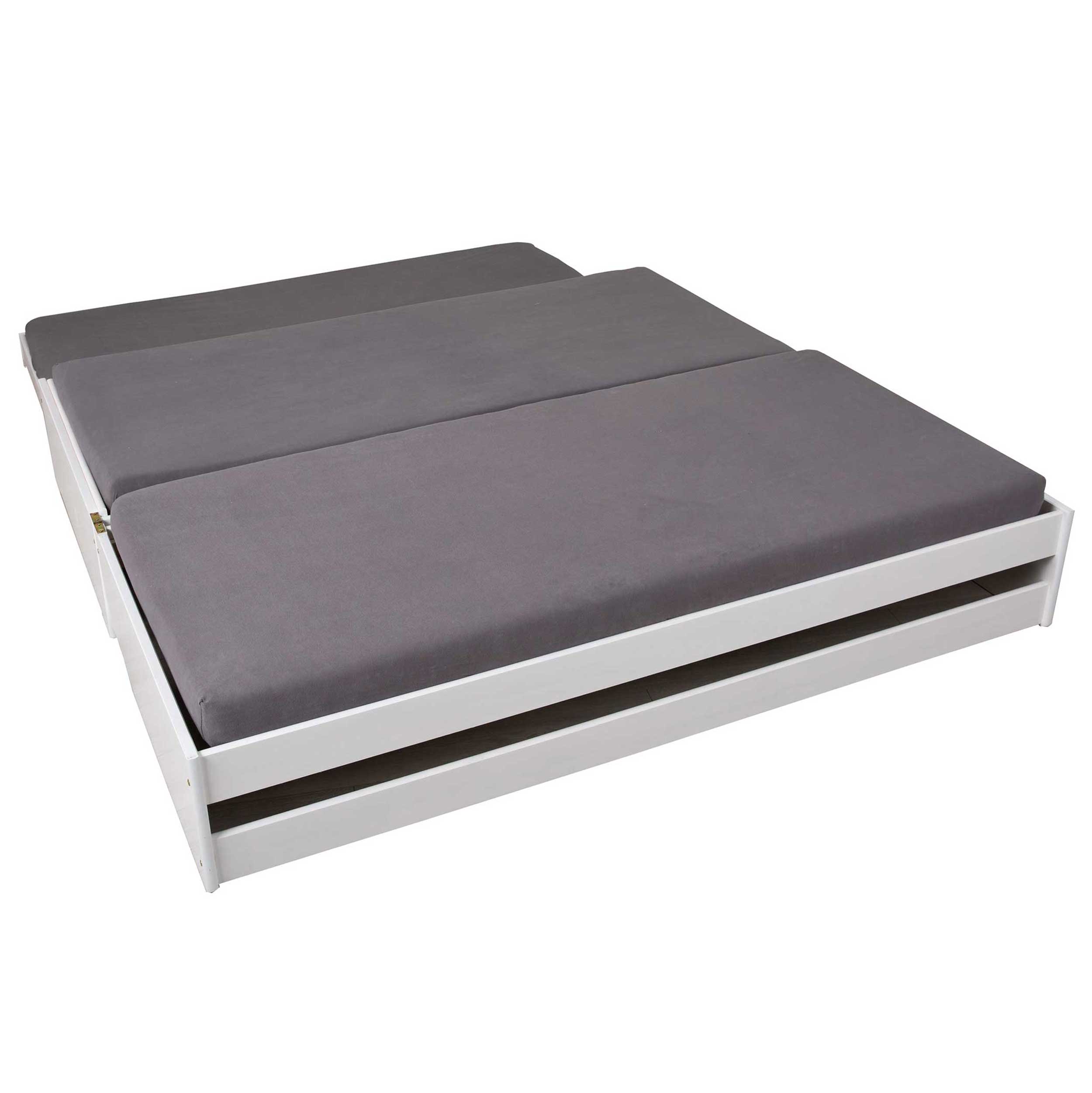 Lit banquette gigogne Lothar 90x200cm 3 couchages - white wash - Image 7