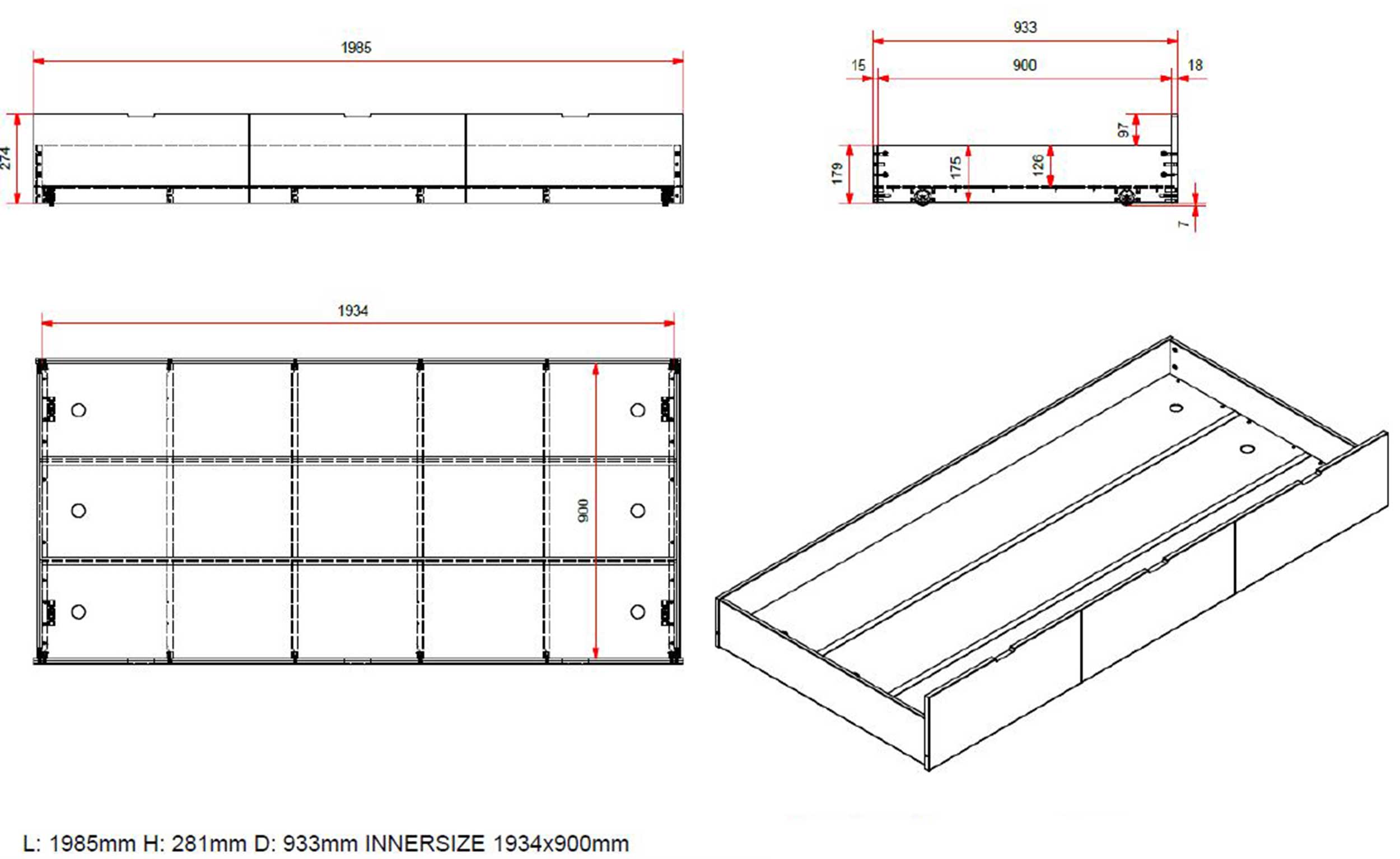 Lit banquette gigogne Maggie 90 x 200 bois pin - blanc - Image 3