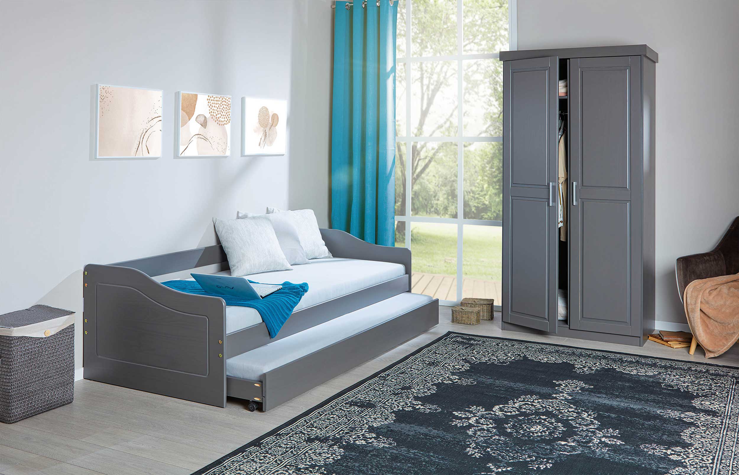 Lit banquette gigogne Malte - gris - Image 7