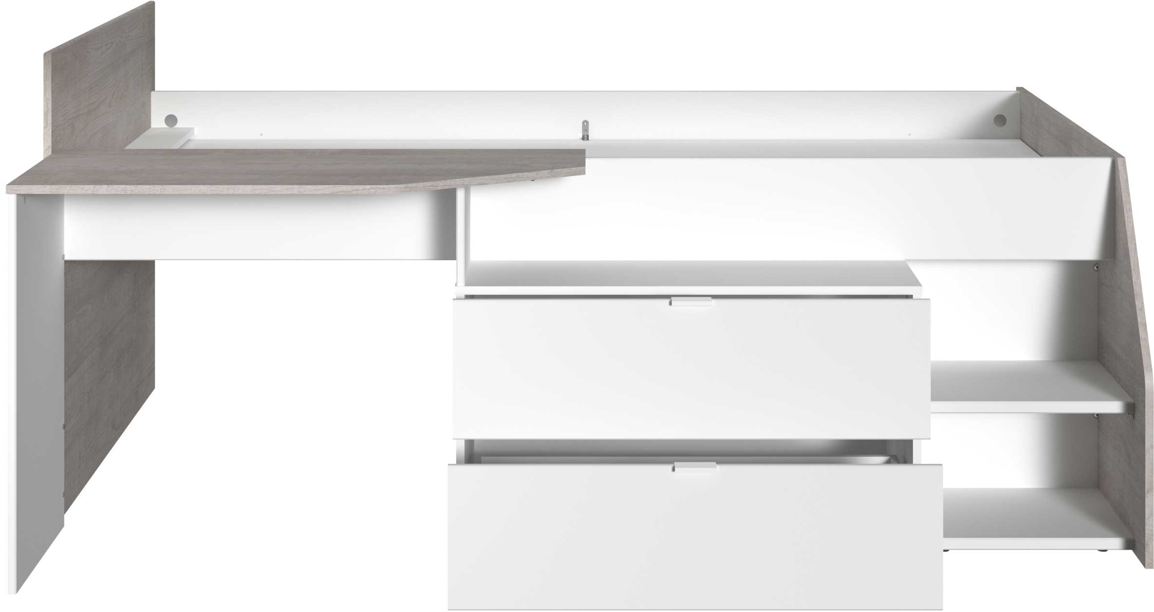 Lit banquette Milky avec bureau et tiroirs - blanc/chêne - Image 7