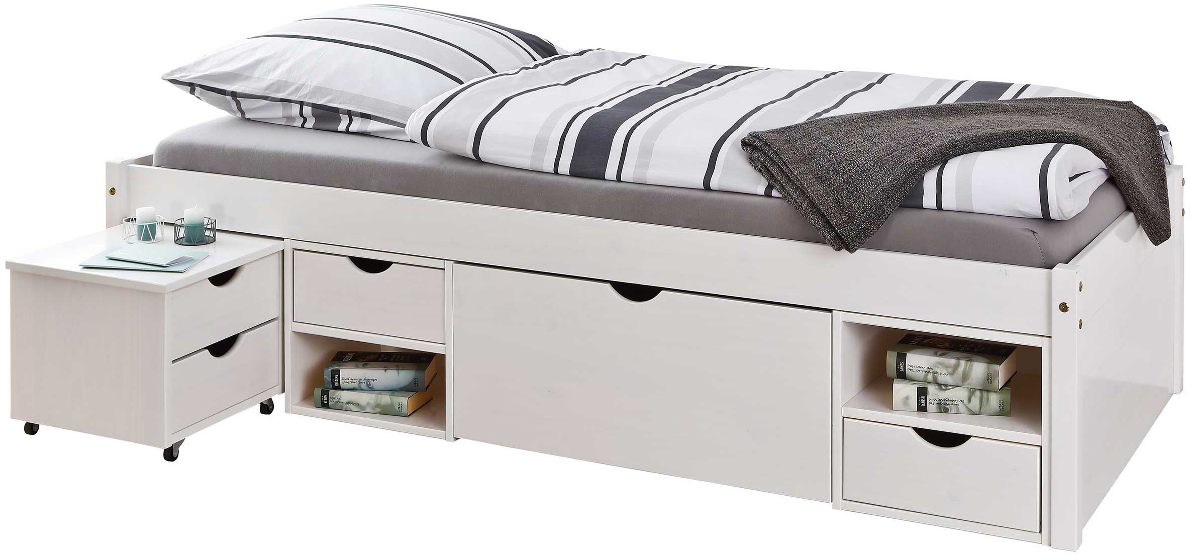 Lit banquette Xavier 90x200 cm avec rangements - white wash - Image 5