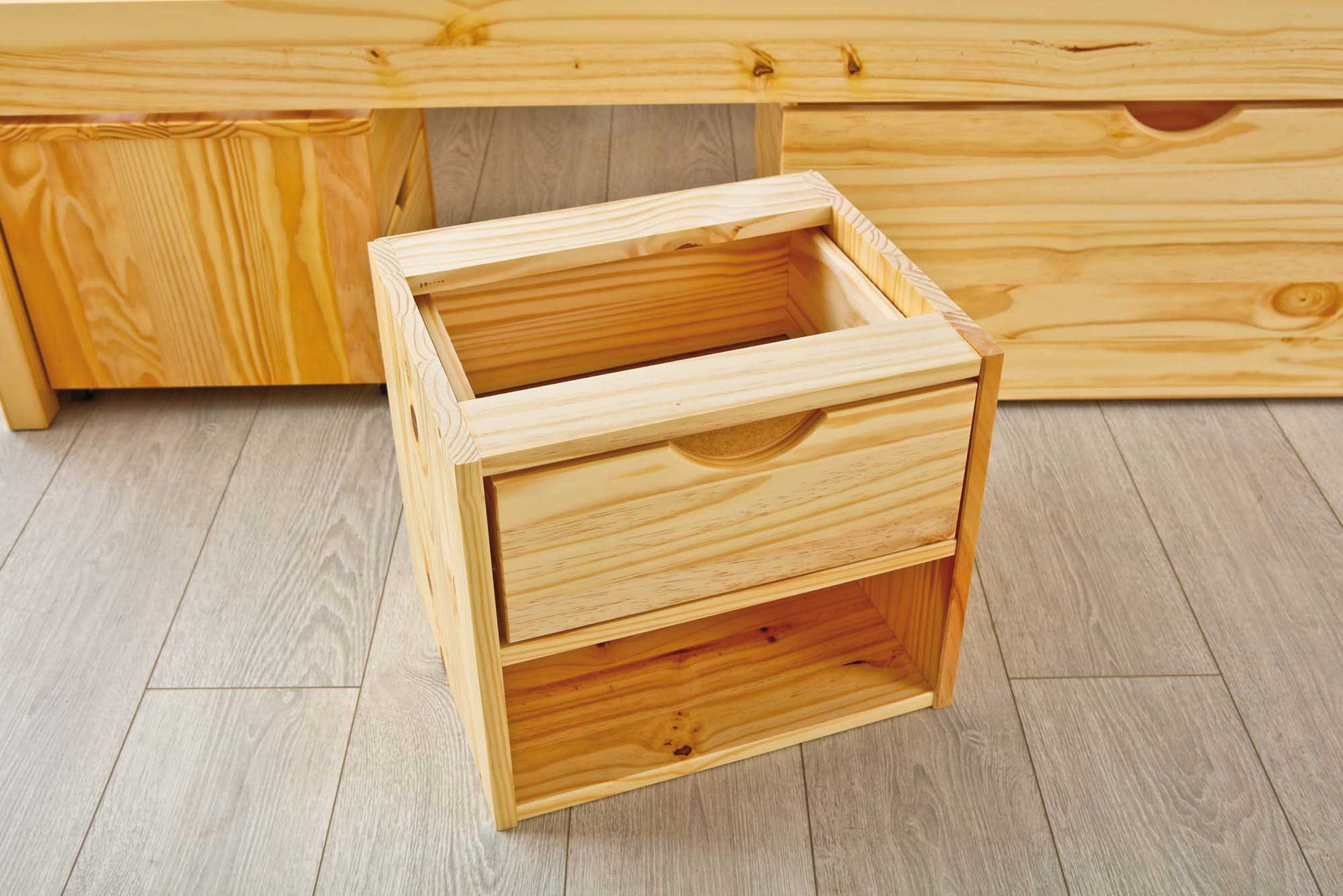 Lit banquette Xavier avec rangements - bois pin - Image 4