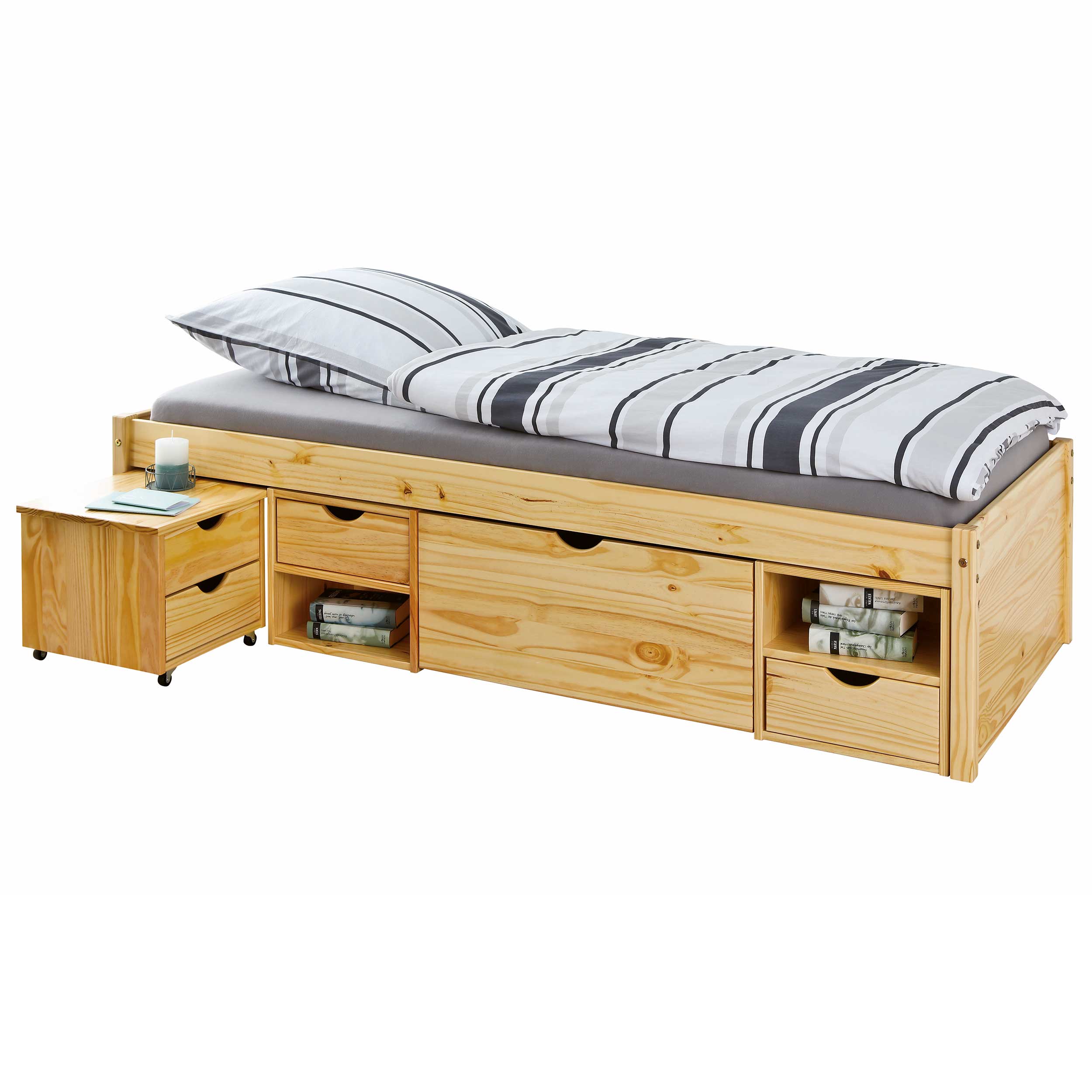 Lit banquette Xavier avec rangements - bois pin - Image 7