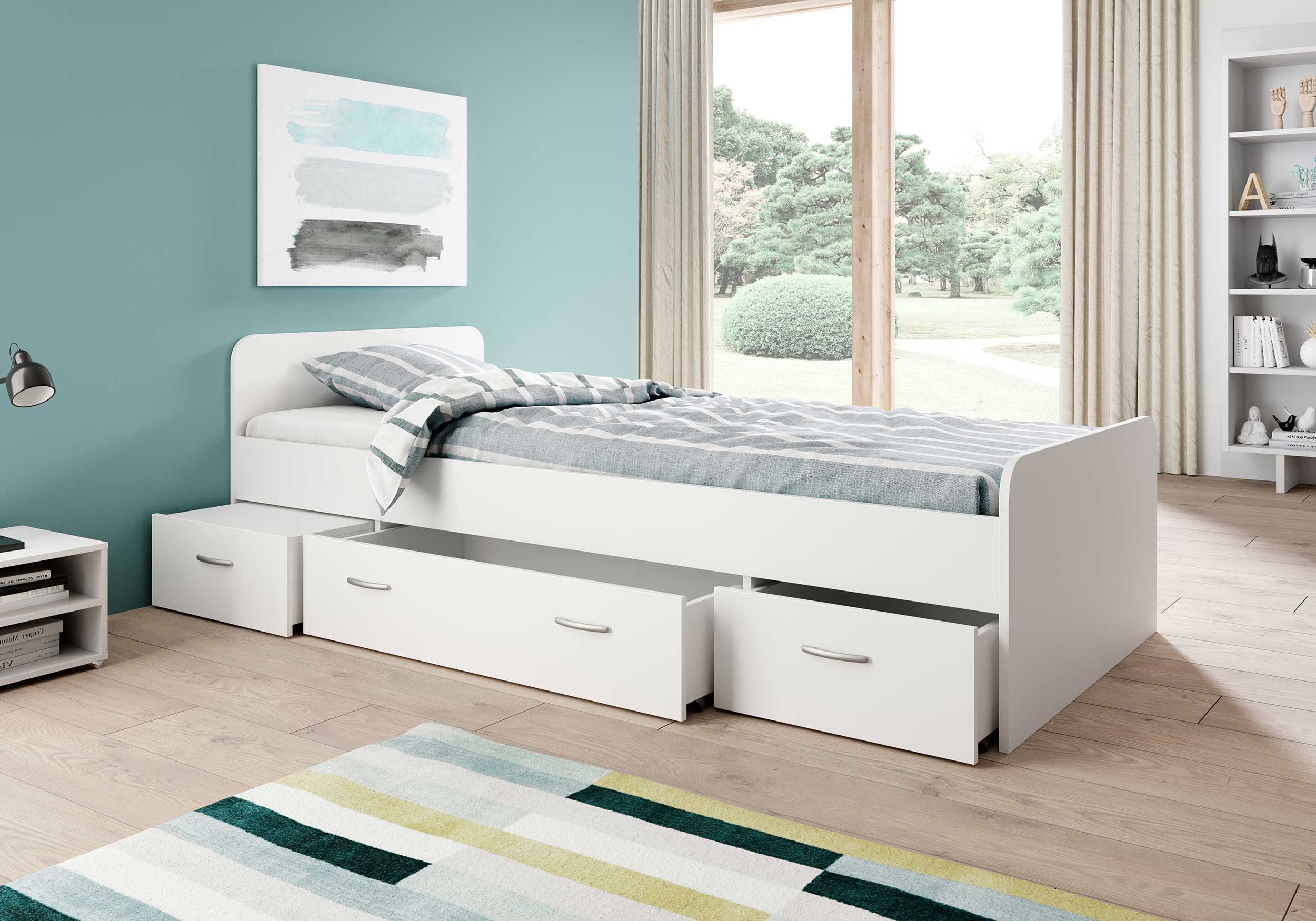 Lit Barko 90x200 cm avec 3 tiroirs - blanc - Image 10