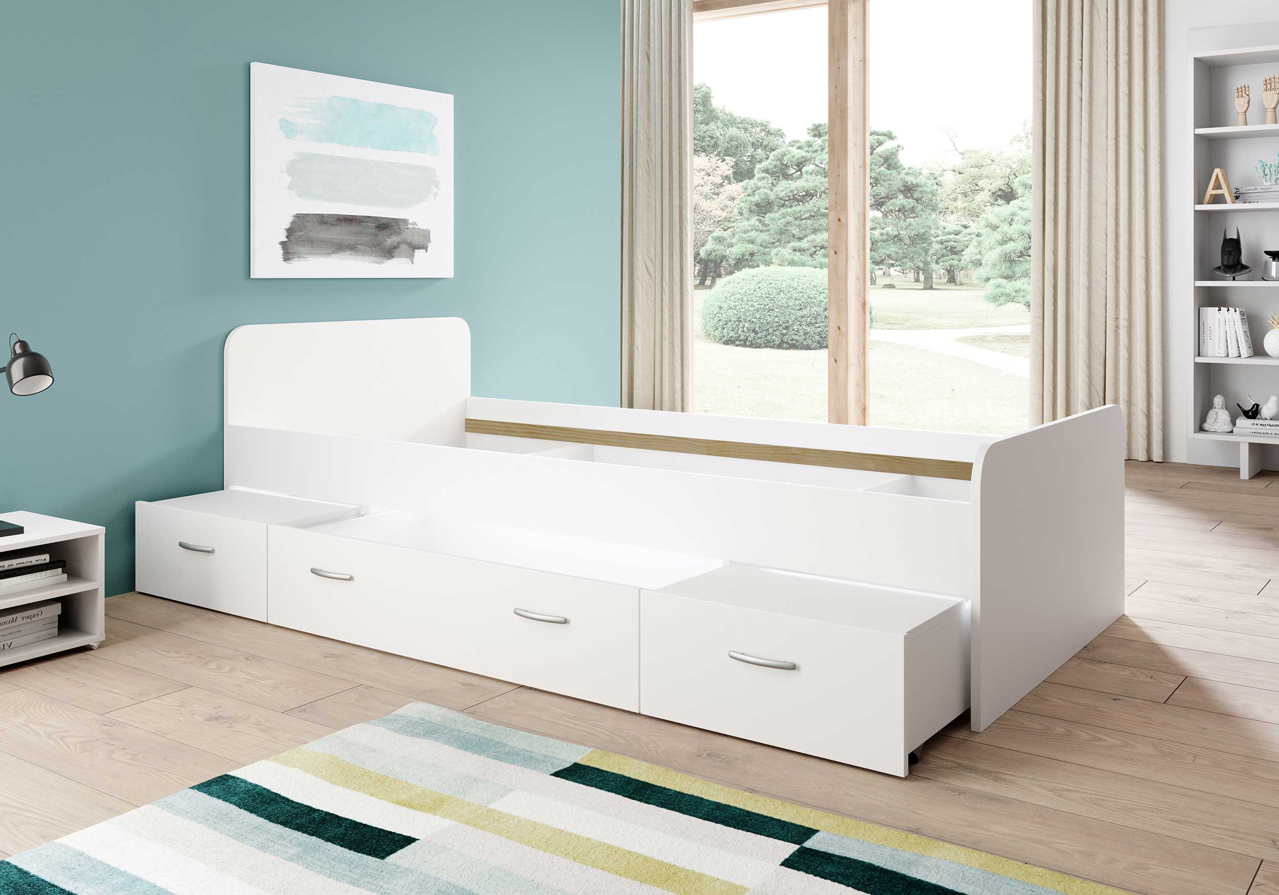 Lit Barko 90x200 cm avec 3 tiroirs - blanc - Image 6