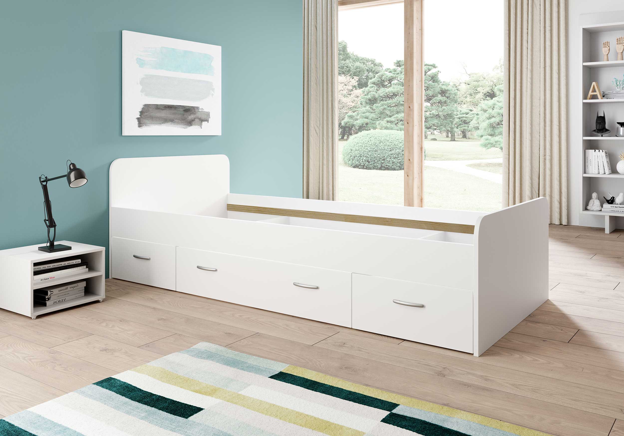 Lit Barko 90x200 cm avec 3 tiroirs - blanc - Image 8