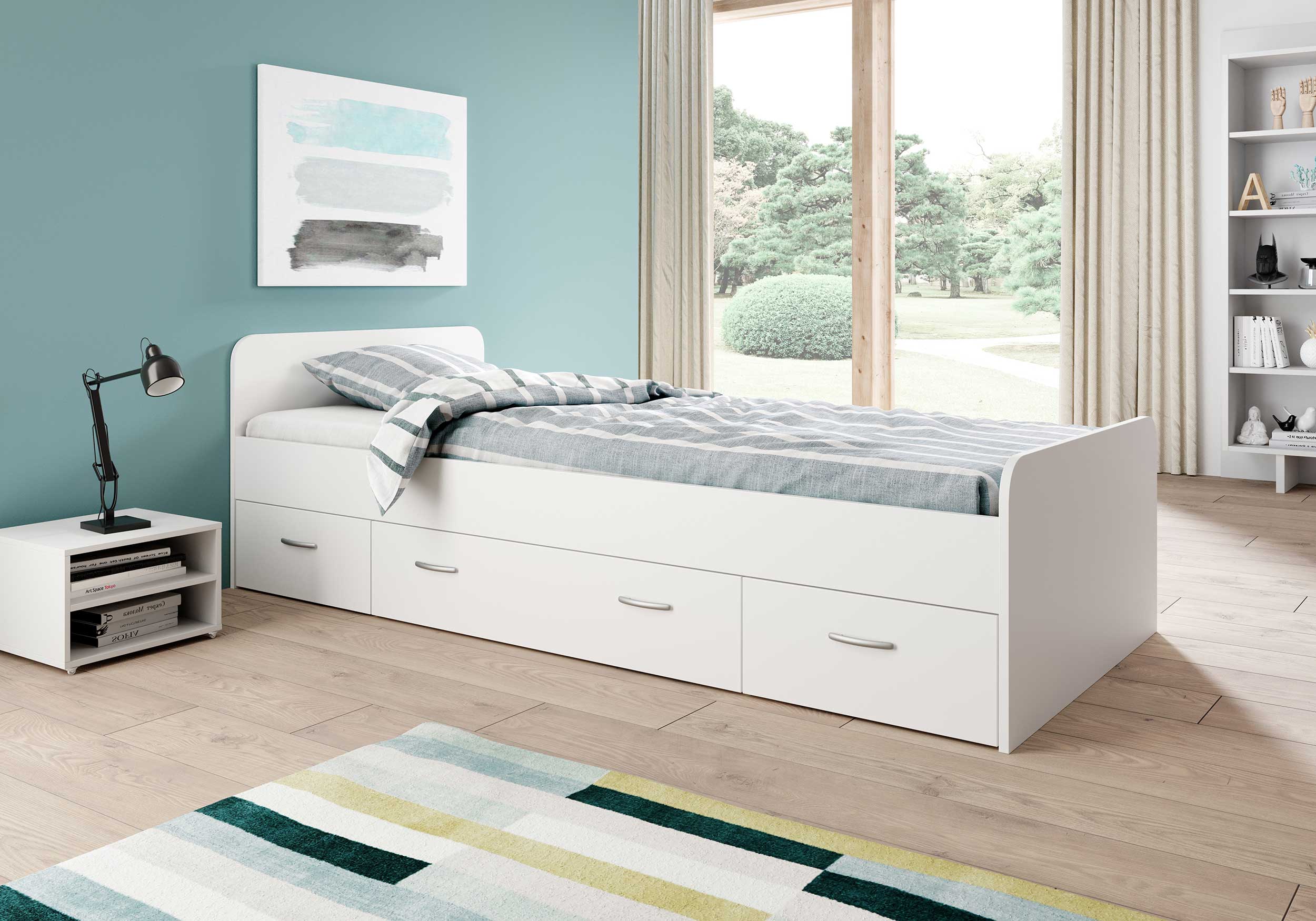 Lit Barko 90x200 cm avec 3 tiroirs - blanc - Image 9