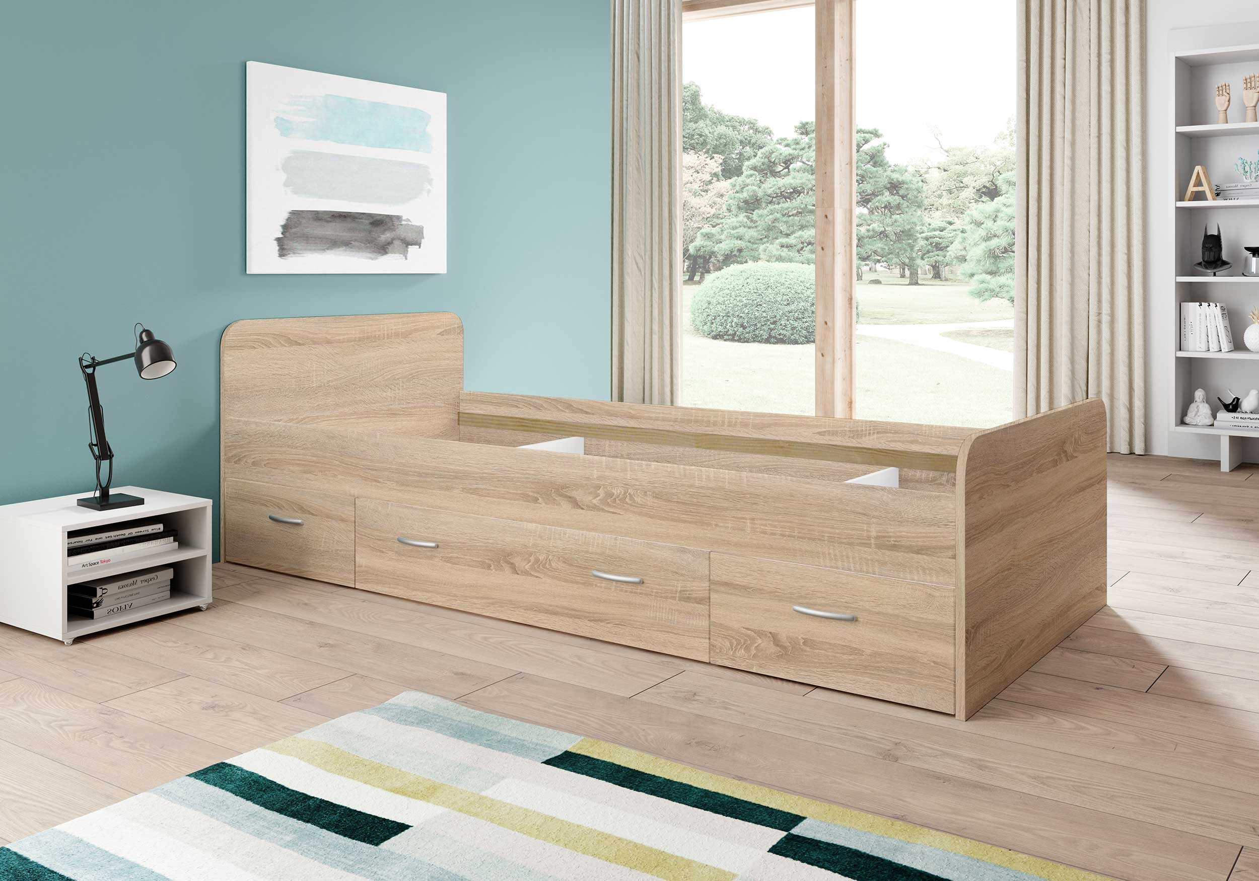 Lit Barko 90x200 cm avec 3 tiroirs - chêne sonoma - Image 9