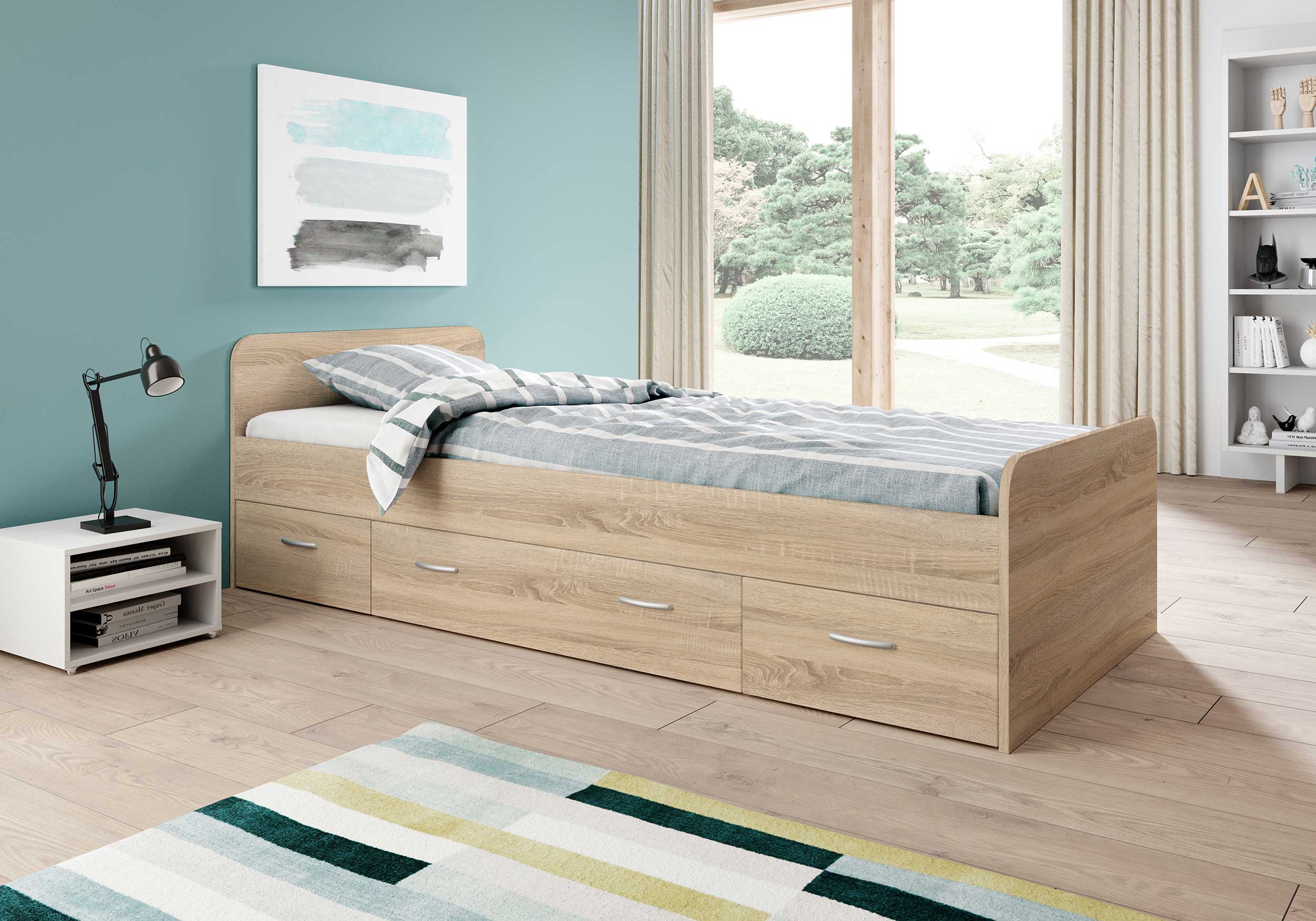 Lit Barko 90x200 cm avec 3 tiroirs - chêne sonoma - Image 10
