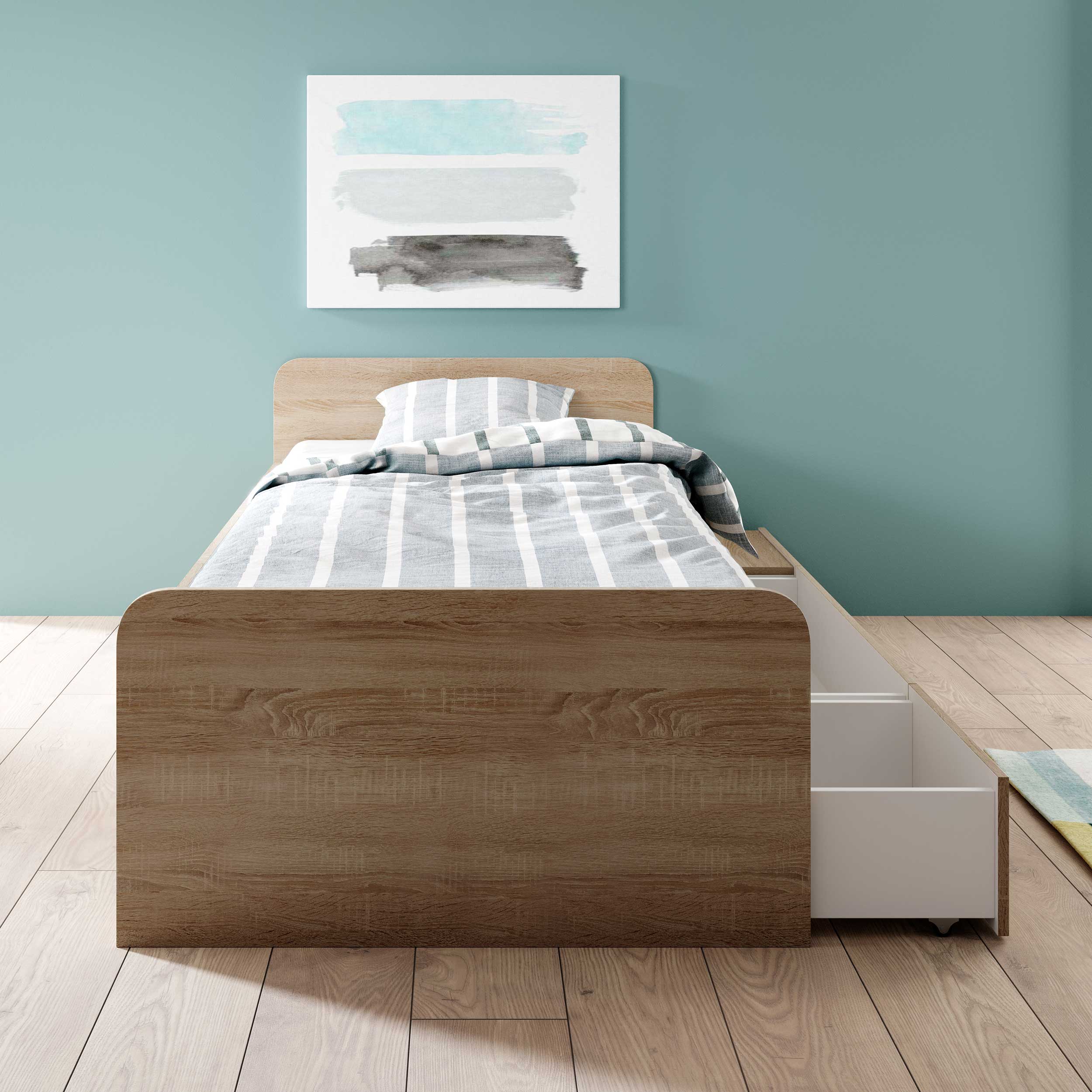 Lit Barko 90x200 cm avec 3 tiroirs - chêne sonoma - Image 6