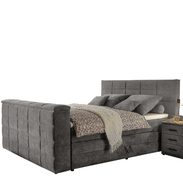 Lit boxspring Delvo 180x200cm avec espace de rangement et espace pour TV - taupe - Image 6